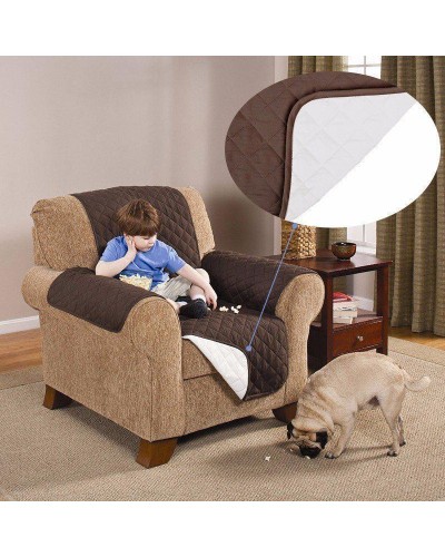 Двустороннее покрывало накидка на кресло Dy Couch Coat - Коричневая