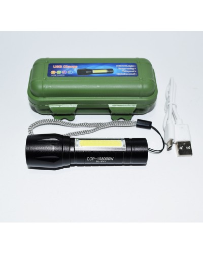 Компактный мощный аккумуляторный LED фонарик BL с USB зарядкой
