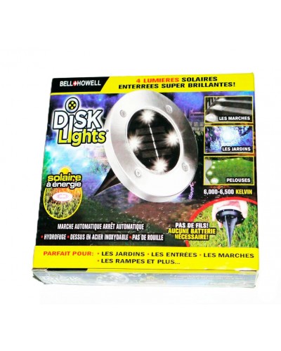Уличный светильник на солнечной батарее "Bell Howell Disk lights" (4 led) Черный
