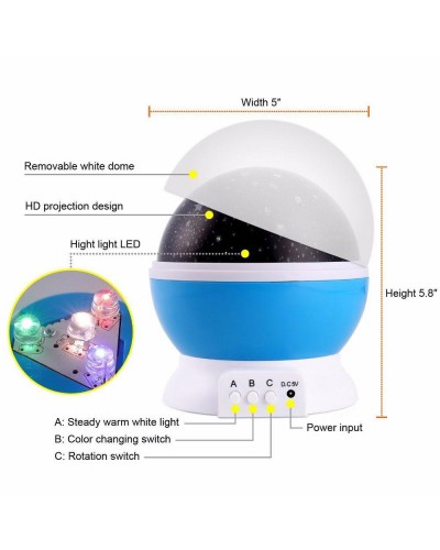 Вращающийся проектор звездного неба Star Master СТ Dream Rotating, Синий 2,5W