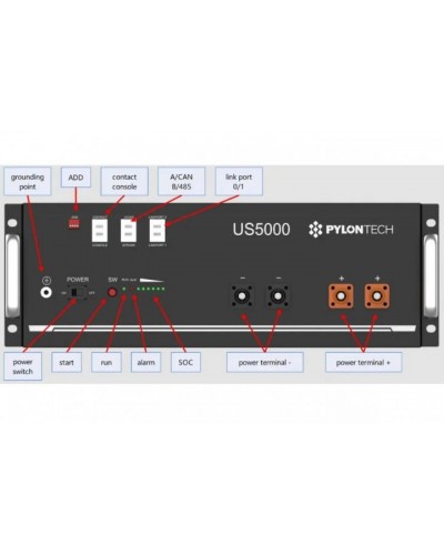 Аккумуляторный блок,  литий железо-фосфатный аккумулятор LiFePo4 PYLONTECH US5000 (5 КВТ*Ч / 48 В)